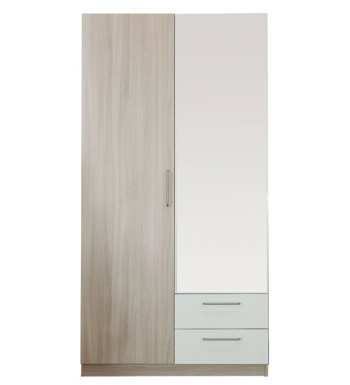 Шкаф Эконом 2х дверный  с зеркалом белые вставки